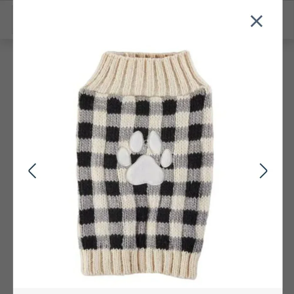 NWOT Pawprint, Buffalo Check, Pet Sweater